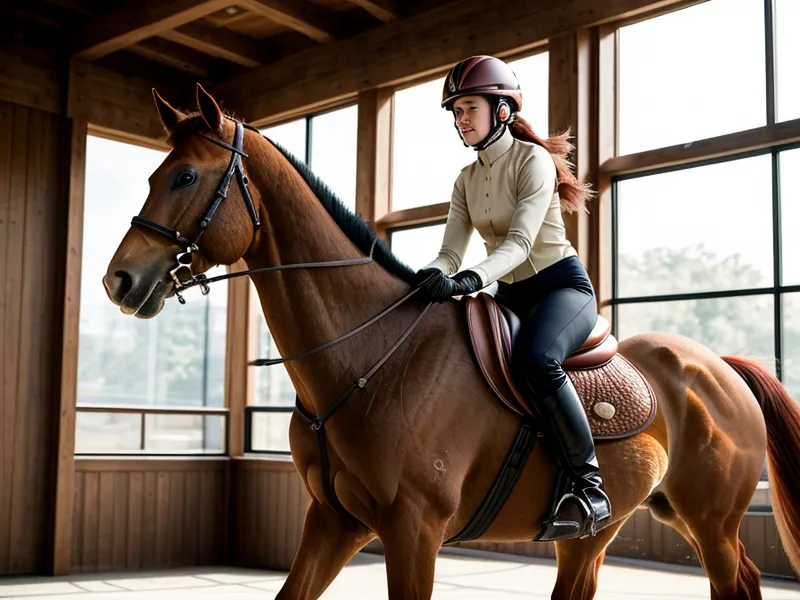 Cavalière amateur travaillant sa position et ses transitions, équitation en Maine-et-Loire près de Saumur