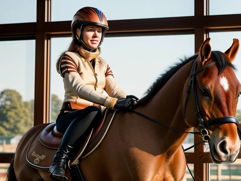 Vue de dos d'une cavalière amateur alignant son regard avec sa trajectoire en carrière de dressage