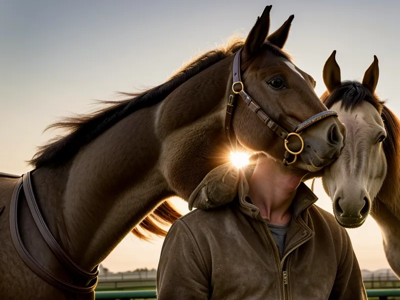 Cavalière récompensant son cheval après une séance de dressage réussie
